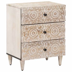 vidaXL Voodikapp sahtliga Valge 50 x 33 x 60 cm Tugev mango puu