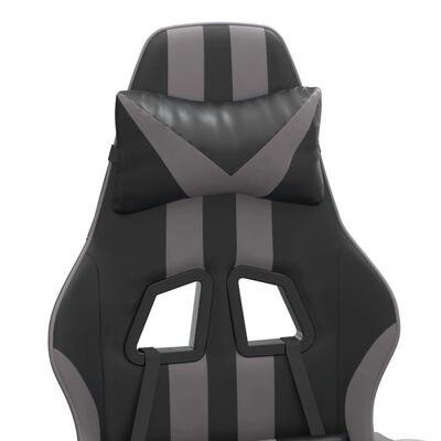 vidaXL pööratav mänguritool jalatoega, must ja hall, kunstnahk