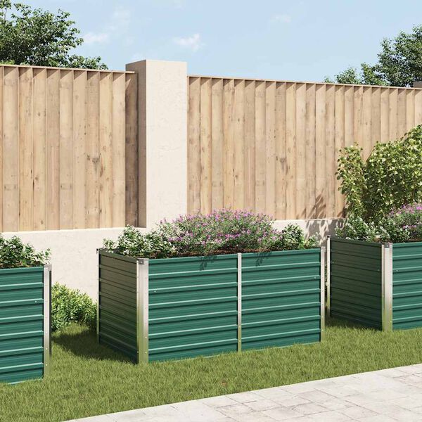 vidaXL kõrgendatud peenrakast 160x80x77 cm, tsingitud teras, roheline