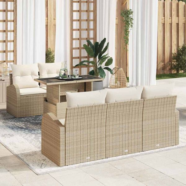 vidaXL Aia Diivanikomplekt padjaga padjaga 6 pcs Beež Pol&uuml; Rattan