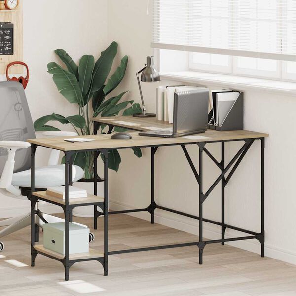 vidaXL kirjutuslaud, Sonoma tamm, 139 x 139 x 75 cm, tehispuit