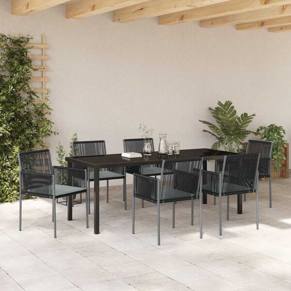 vidaXL Aia s&ouml;&ouml;gilaudade komplekt 7 pcs Must PE rattan