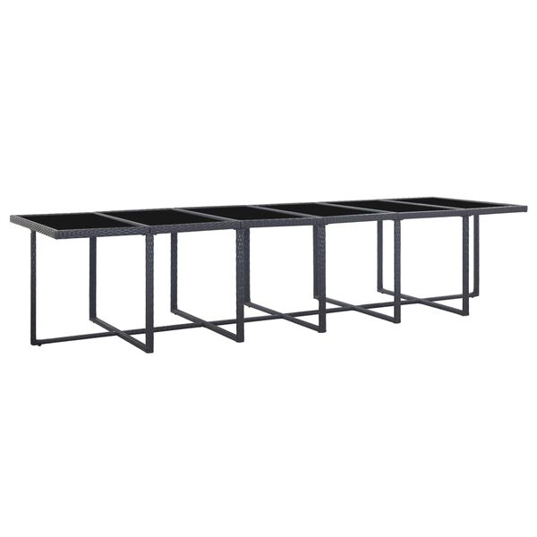 vidaXL 17-osaline aiam&ouml;&ouml;blikomplekt patjadega, pol&uuml;rotang, must