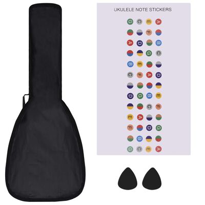 vidaXL sopran ukulele komplekt kotiga lastele must 23"