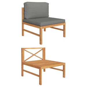 vidaXL keskmine diivan, tumehallide istmepatjadega, tiikpuu