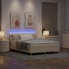 vidaXL LED Box Spring Voodi madratsiga peaga cream 160 x 200 cm kangas