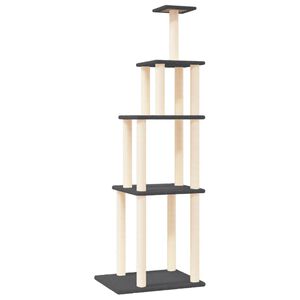 vidaXL kassimaja sisalk&ouml;itega kraapimispostidega, tumehall, 183 cm