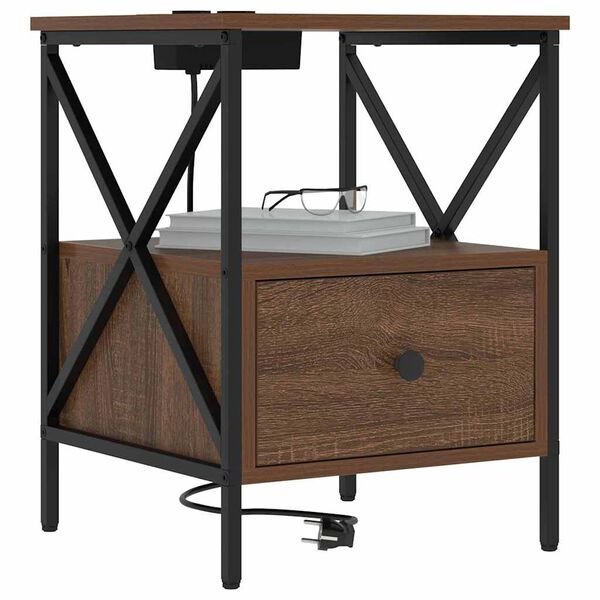 vidaXL &Ouml;&ouml;lambi kapp sahtliga Pruun tamme 41,5 x 40,5 x 55 cm Tehispuit