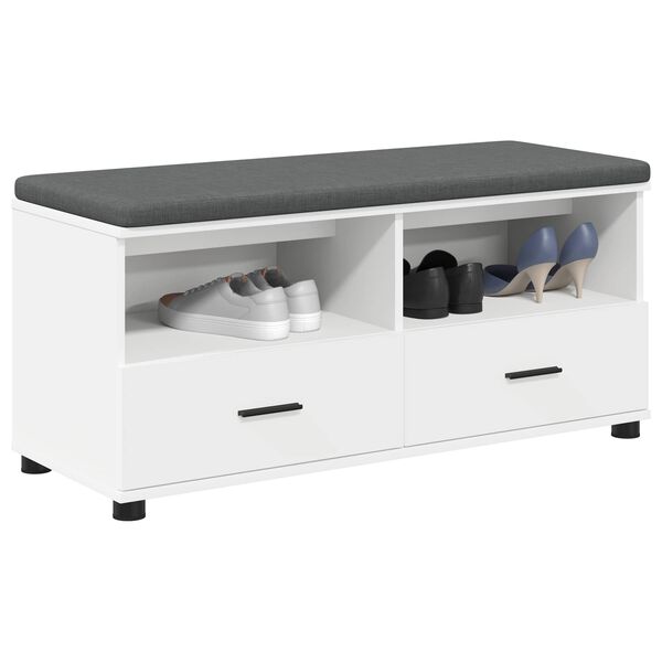 vidaXL Hallipink Valge 100 x 38 x 46 cm Osakestest ja Polsterduse Kude