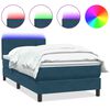 vidaXL kontinentaalvoodi madrats ja LED Tumesinine 100x220 cm samet