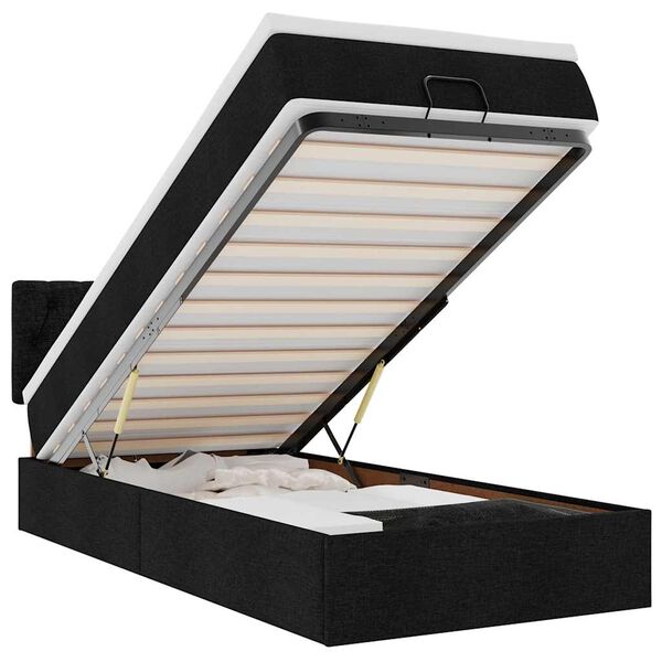 vidaXL Ottomani voodi madratsi ja LED, must, 80x200cm, kangas