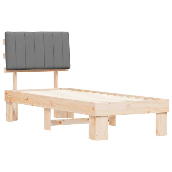 vidaXL Voodiraam Pehme Peatoega peaga Helehall 80 x 200 cm Tahke m&auml;nd