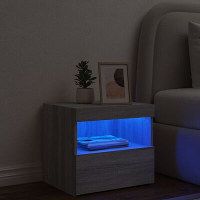 vidaXL öökapp LED-tuledega, hall Sonoma tamm, 50 x 40 x 45 cm