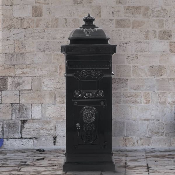 vidaXL sambakujuline vanaaegne postkast, roostekindel, must