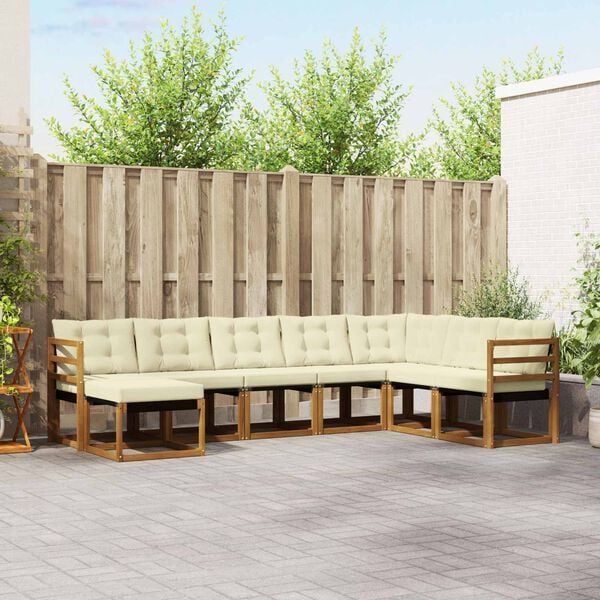 vidaXL V&auml;li diivanikomplekt padjaga 8 pcs Looduslik ja kreem