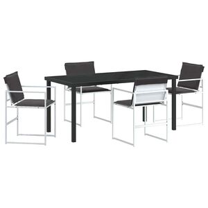 vidaXL Aia s&ouml;&ouml;gilaudade komplekt 5 pcs Valge Textilene ja Teras