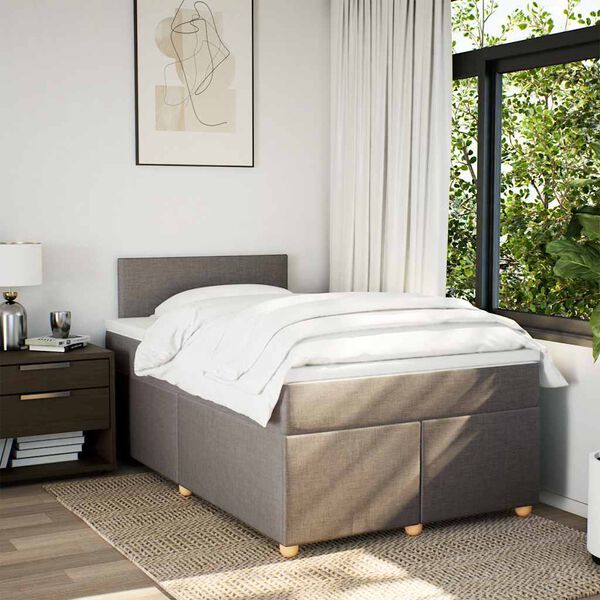 vidaXL kontinentaalvoodi madratsiga, pruunikashall, 120x190 cm, kangas