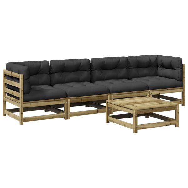 vidaXL 5-osaline aiadiivani komplekt patjadega, immutatud m&auml;nnipuit