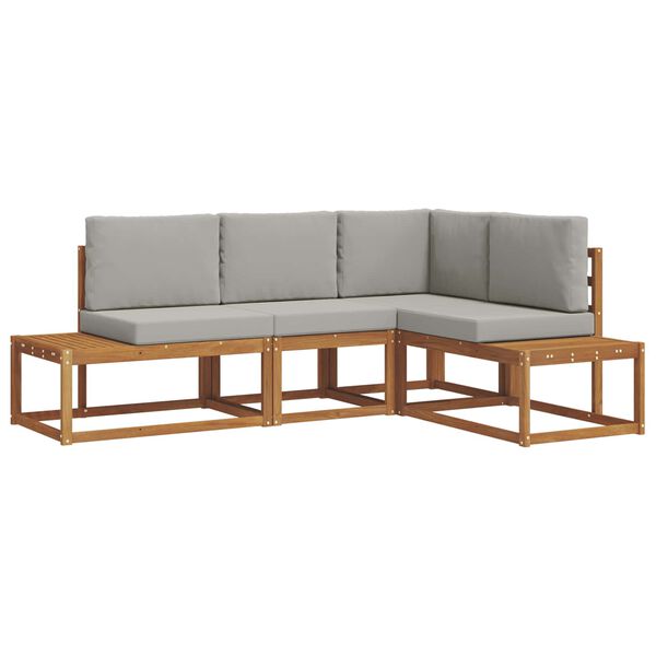 vidaXL V&auml;li diivanikomplekt padjaga 4 T&uuml;kk Looduslik ja Hele Hall