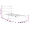 vidaXL metallist voodiraam peatsiga, valge, 80x200 cm