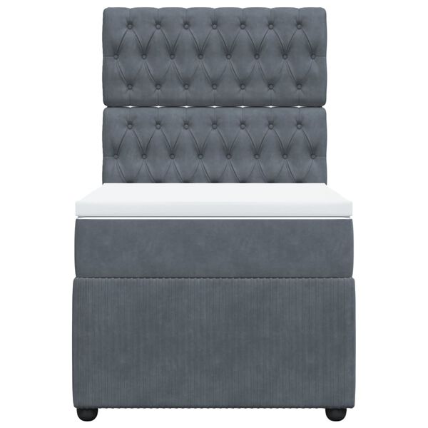 vidaXL kontinentaalvoodi madratsiga, tumehall, 90x190 cm, samet