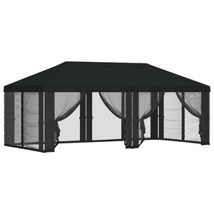 vidaXL Gazebo katte k&uuml;lgseinadega Must 600,5 x 300,5 cm Pol&uuml;ester