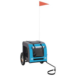 vidaXL lemmiklooma ratta j&auml;relk&auml;ru, sinine ja hall, oxford kangas/raud