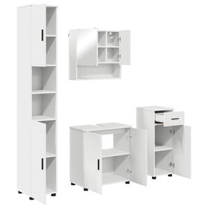 vidaXL Vannitoa m&ouml;&ouml;bleset sahtliga 4 pcs Valge Tehispuit & Metall