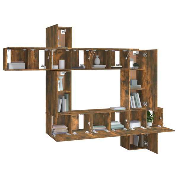 vidaXL 10-osaline telerikappide komplekt, suitsutatud tamm, tehispuit