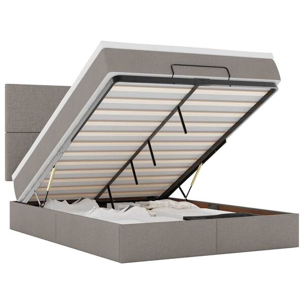 vidaXL ottomani voodi madratsiga, pruunikashall, 140x200 cm, kangas