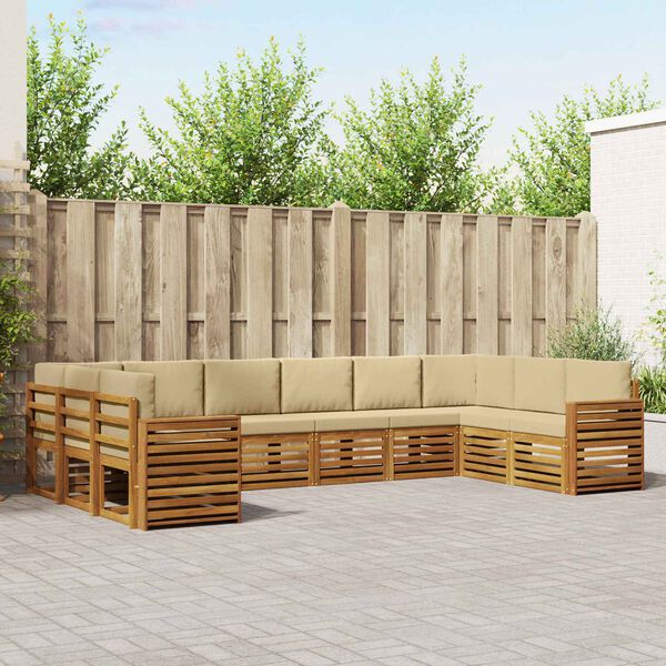 vidaXL Nurgadiivanikomplekt 10 pcs Looduslik ja beež Tugev akatsiapuu