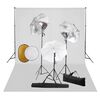 vidaXL fotostuudiokomplekt lambid, vihmavari, taustapilt ja reflektor