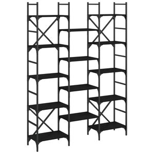 vidaXL raamaturiiul, must, 127,5 x 28,5 x 172,5 cm, tehispuit