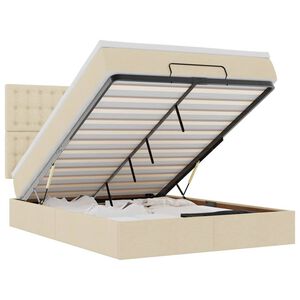 vidaXL ottomani voodi madratsita ja LED, kreemjas, 140x190 cm, kangas