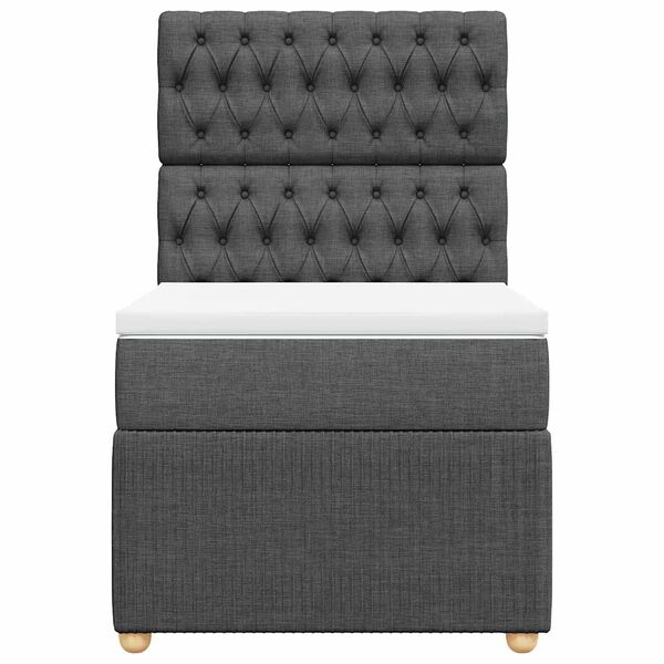 vidaXL kontinentaalvoodi madratsiga, tumehall, 90x200 cm, kangas