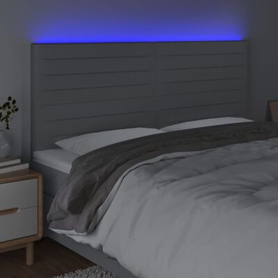 vidaXL LED-voodipeats, helehall, 200x5x118/128 cm, kangas