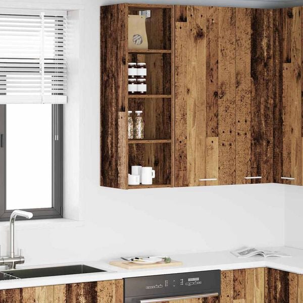 vidaXL Seinakapp ladustamisega Vana puit 30 x 29,5 x 100 cm Tehispuit