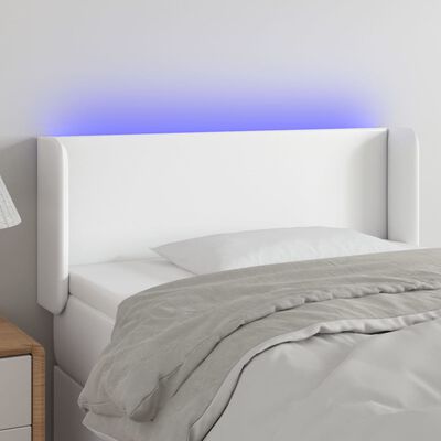 vidaXL LED-voodipeats, valge, 93x16x78/88 cm, kunstnahk