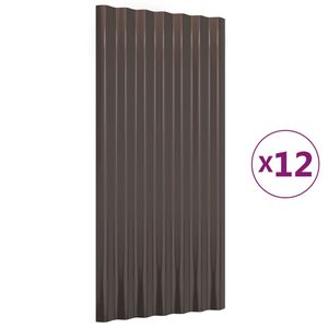 vidaXL katusepaneelid 12 tk, galvaniseeritud teras, pruun, 80 x 36 cm
