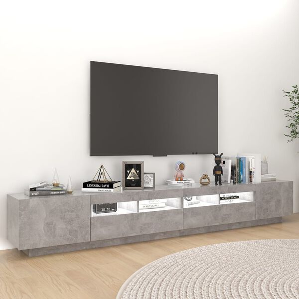 vidaXL telerialus LED-tuledega, betoonhall, 260 x 35 x 40 cm