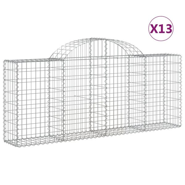 vidaXL kaarekujulised gabioonkorvid 13 tk, 200x30x80/100 cm, raud