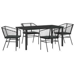 vidaXL Aia s&ouml;&ouml;gilaudade komplekt 5 pcs Must pol&uuml;rotang