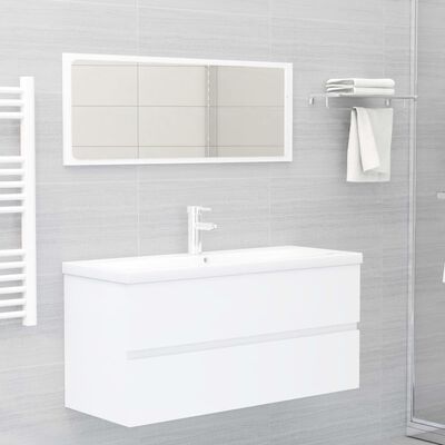vidaXL vannitoamööblikomplekt, valge, puitlaastplaat