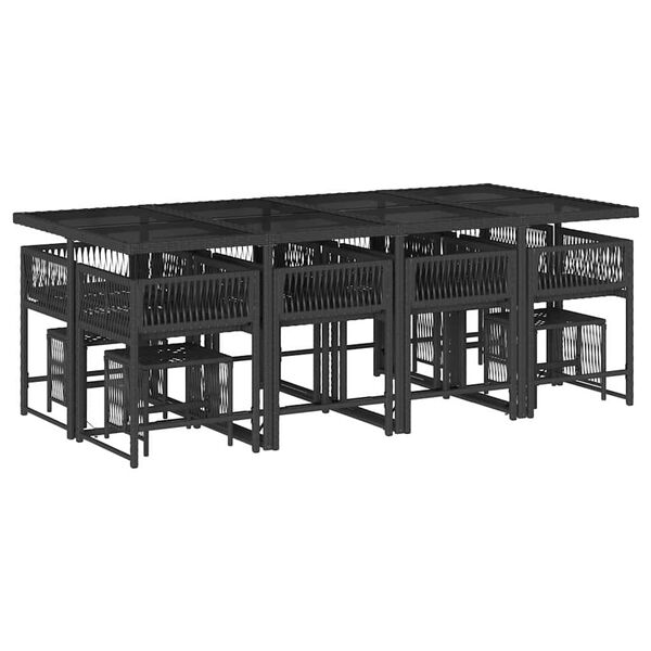 vidaXL 13-osaline aia s&ouml;&ouml;gim&ouml;&ouml;bli komplekt patjadega, must, PE-rotang