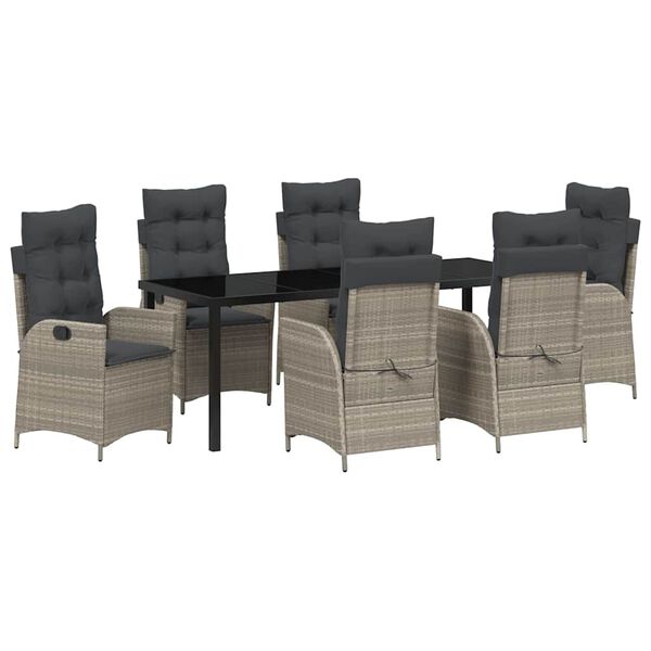 vidaXL Aia s&ouml;&ouml;gilaudade komplekt padjaga 7 pcs Helehall pol&uuml;rotang