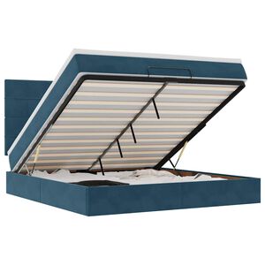 vidaXL Ottomani voodiraam madratsitega, tumesinine, 180x200 cm, samet