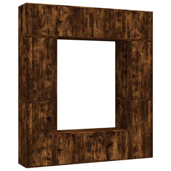 vidaXL 8-osaline telerikappide komplekt, suitsutatud tamm, tehispuit