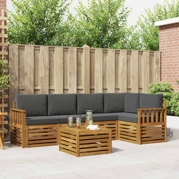 vidaXL Diivanikomplektid 6 pcs Looduslik ja antriit Tugev akatsiapuu