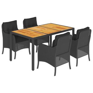 vidaXL 5-osaline aiam&ouml;&ouml;bli komplekt patjadega, must, pol&uuml;rotang