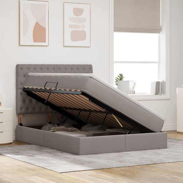 vidaXL Voodi hoiukohaga ja madratsiga peaga Pruunikashall 140 x 190 cm